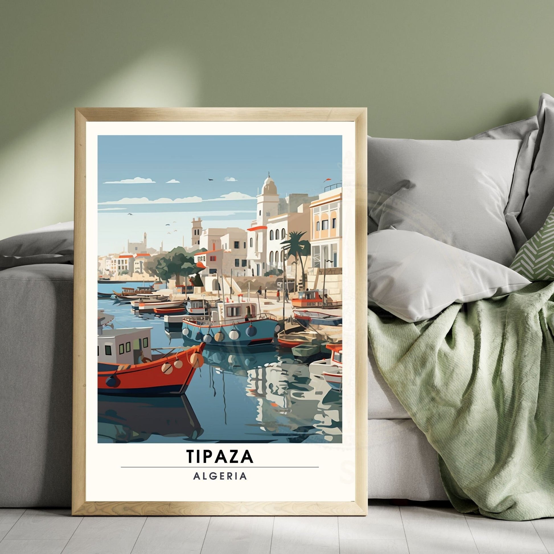 Affiche Tipaza, Algérie | Affiche de voyage Algérie| Affiche port de Tipaza