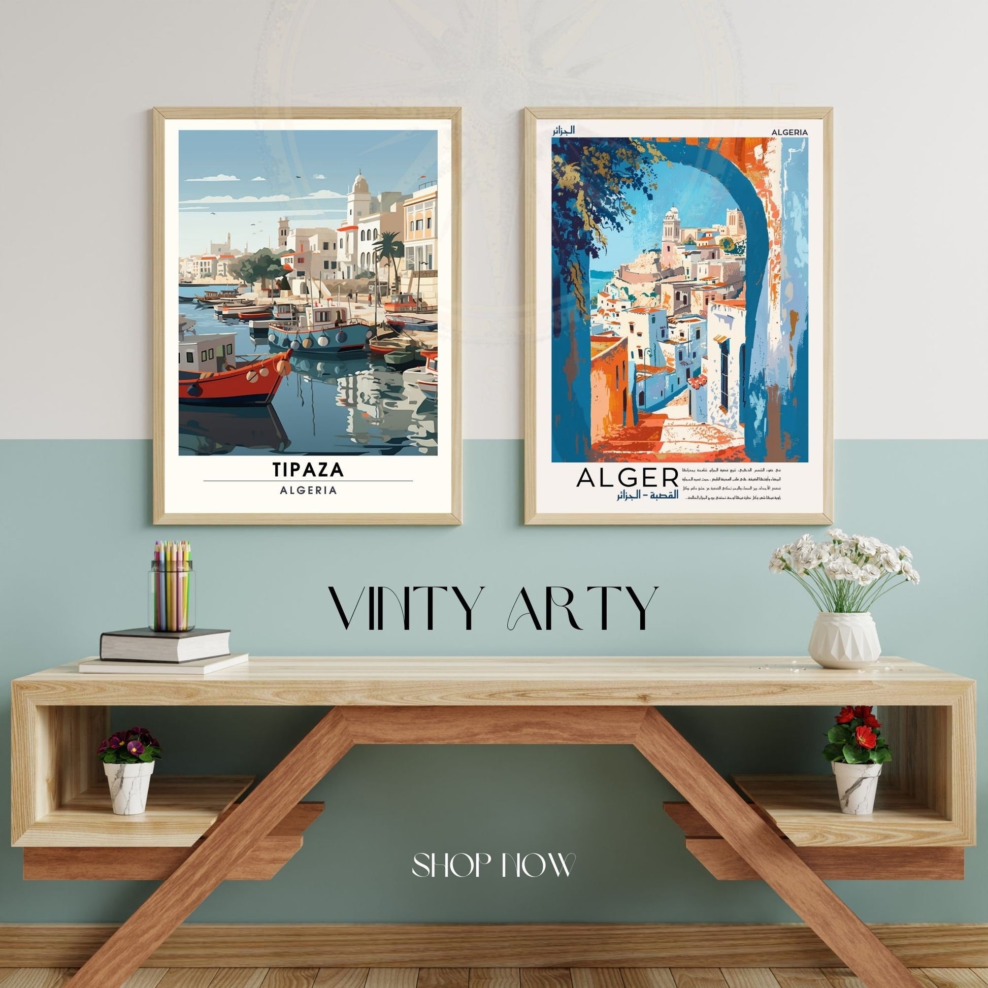 Affiche Tipaza, Algérie | Affiche de voyage Algérie| Affiche port de Tipaza