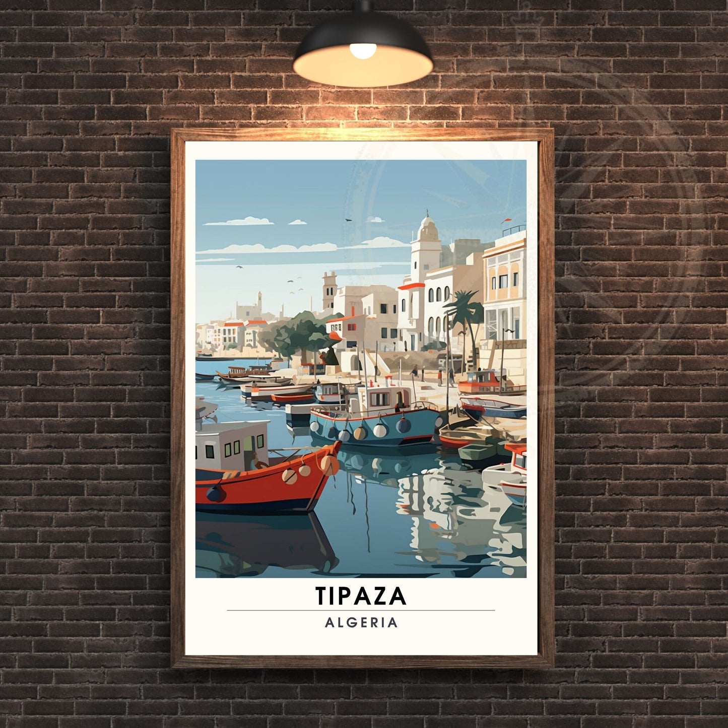 Affiche Tipaza, Algérie | Affiche de voyage Algérie| Affiche port de Tipaza