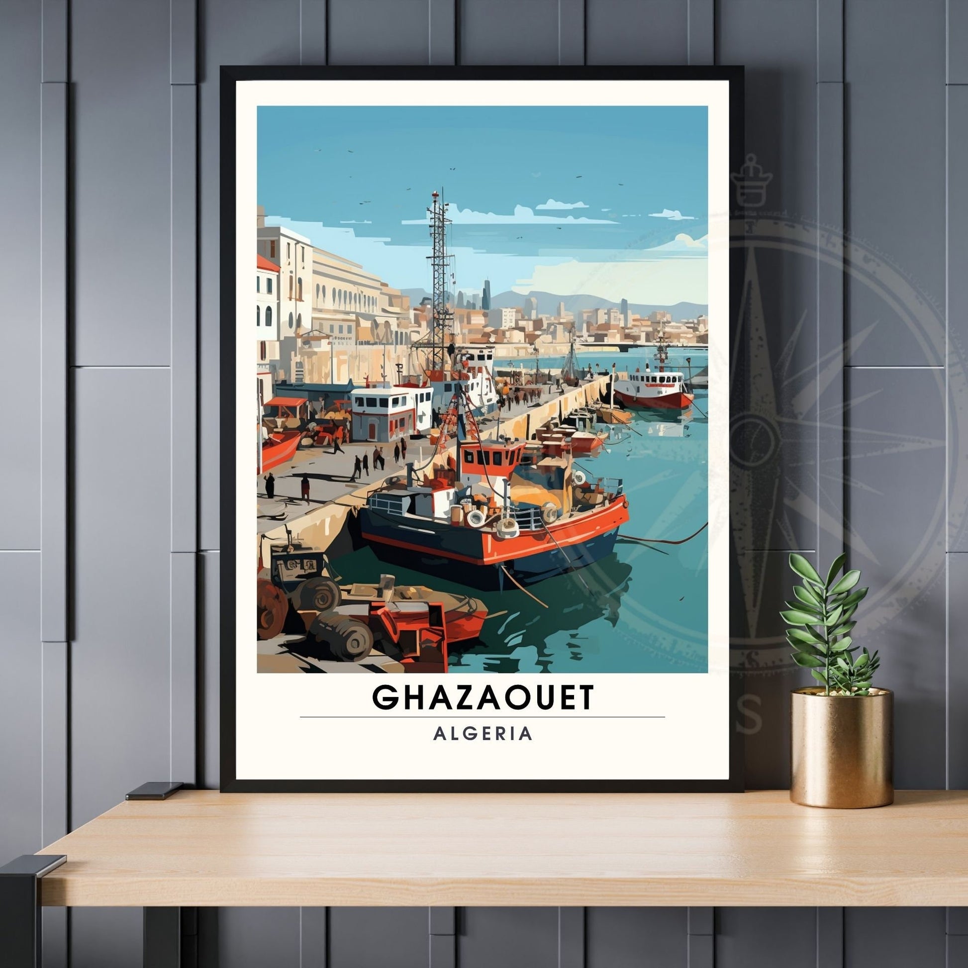 Affiche Ghazaouet, Algérie | Affiche de voyage Algérie| Affiche port de Ghazaouet