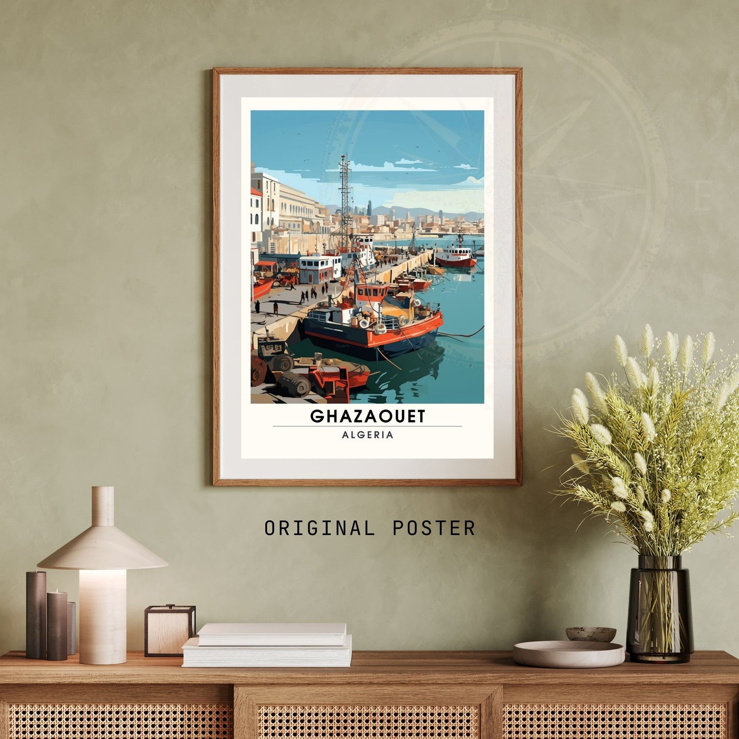 Affiche Ghazaouet, Algérie | Affiche de voyage Algérie| Affiche port de Ghazaouet