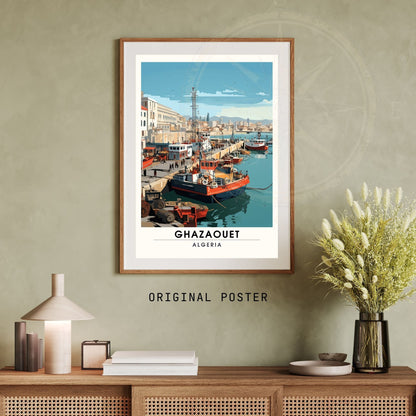 Affiche Ghazaouet, Algérie | Affiche de voyage Algérie| Affiche port de Ghazaouet