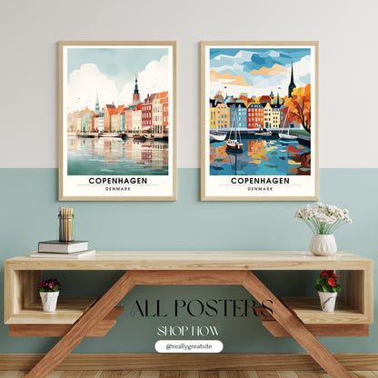 Impression Copenhague | Affiche de Voyage Copenhague | Impression de Voyage Copenhague , Danemark | Affiche Copenhague