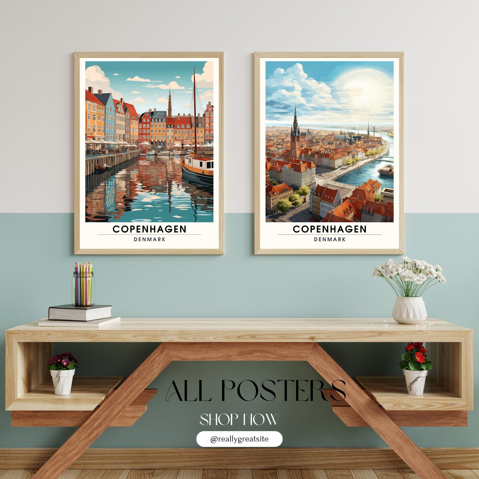 Impression Copenhague | Affiche de Voyage Copenhague | Impression de Voyage Copenhague , Danemark | Affiche Copenhague