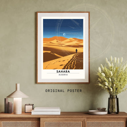 Affiche Sahara, Algérie | Affiche de voyage Algérie, Sahara