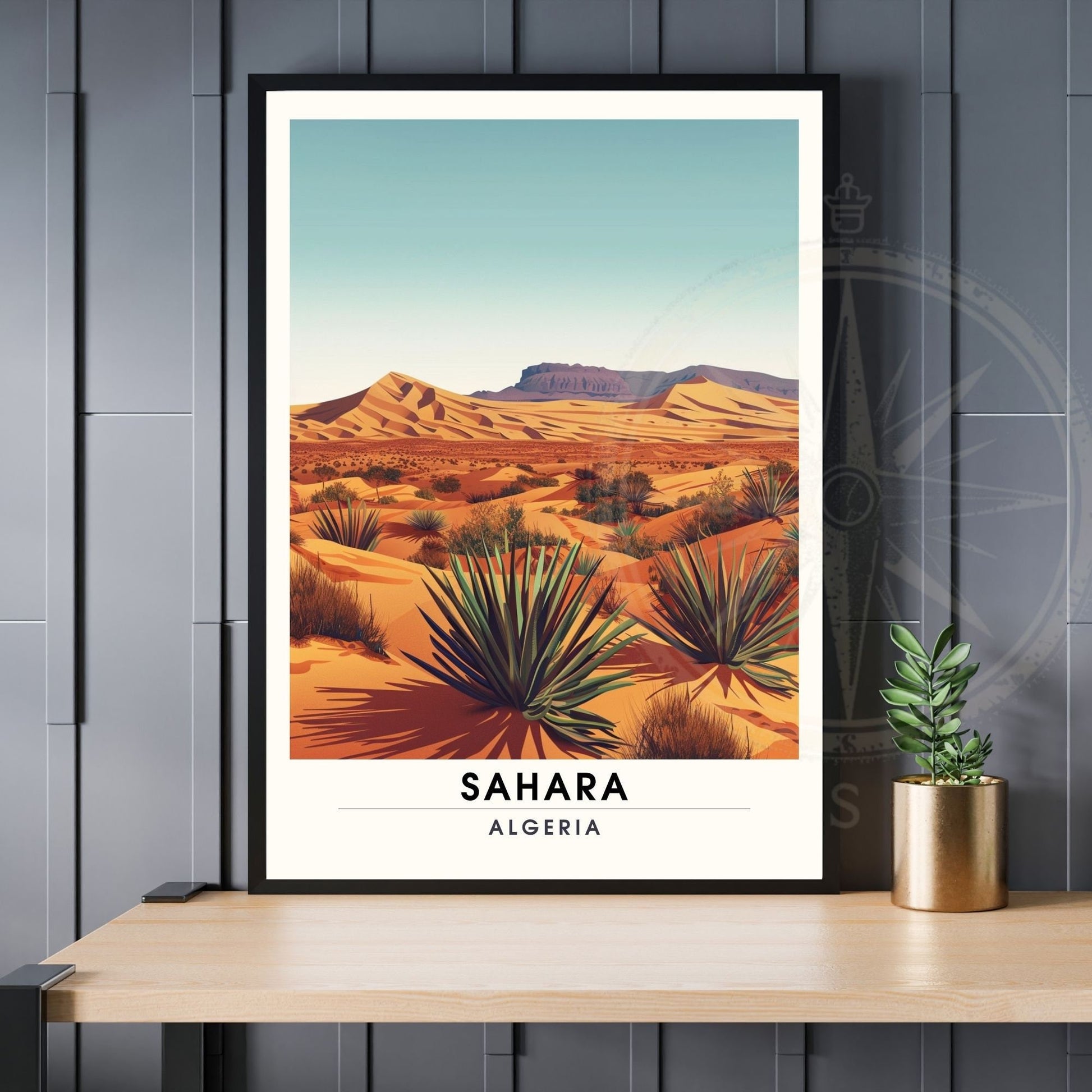 Affiche Sahara, Algérie | Affiche de voyage Algérie, souvenir Sahara