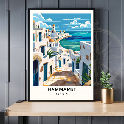 Affiche Hammamet, Tunisie | Impression Hammamet | Vue sur mer