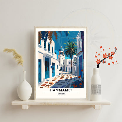 Affiche Hammamet, Tunisie | Impression Hammamet | Vue sur mer