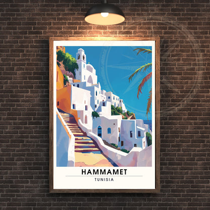 Affiche Hammamet, Tunisie | Impression Hammamet | Vue sur mer