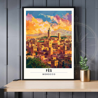 Affiche Fès, Marco | Impression Fès | Affiche de voyage Fès