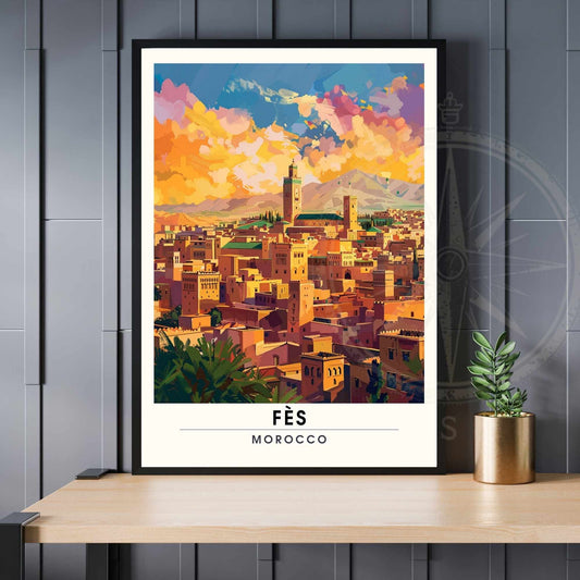 Affiche Fès, Marco | Impression Fès | Affiche de voyage Fès