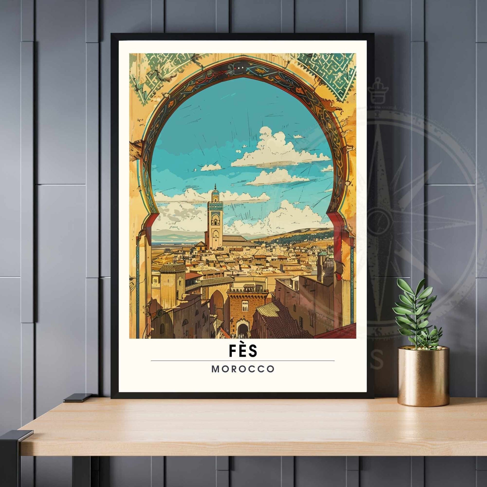 Affiche Fès, Marco | Impression Fès | Affiche de voyage Fès