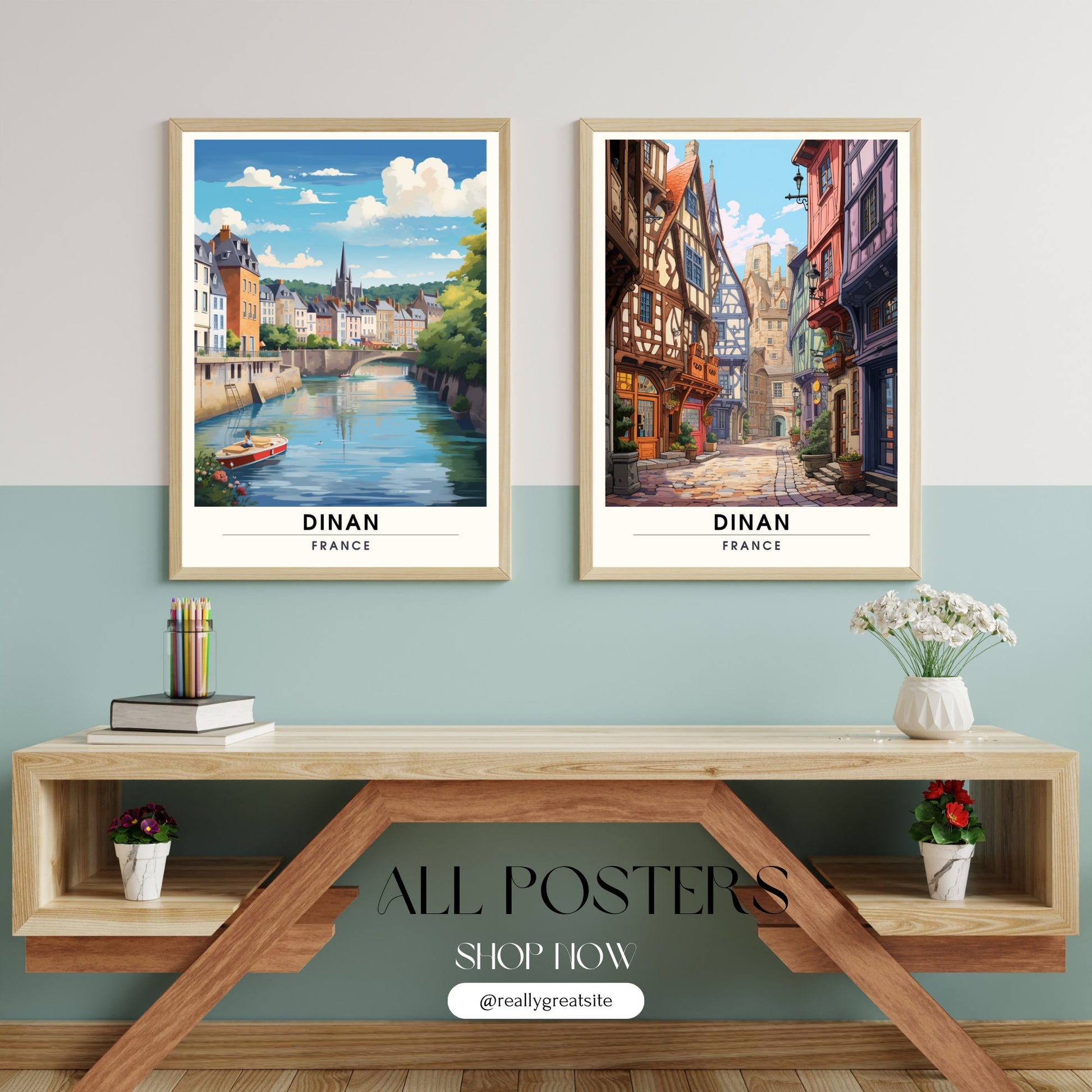 Impression Dinan | Affiche de Voyage Dinan | Impression de Voyage Dinan, France | affiche Bretagne