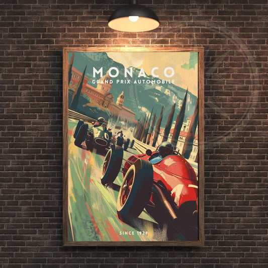 Impression Monaco Grand prix | Impression voiture vintage | Affiche Monaco | Affiche Grand prix Monaco