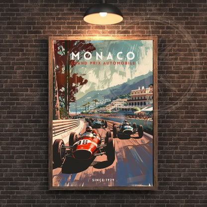 Impression Monaco Grand prix | Impression voiture vintage | Affiche Monaco | Affiche Grand prix Monaco