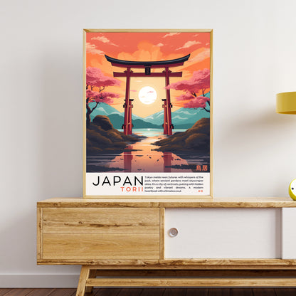 Impression Japon | Affiche vintage Japon | Affihe porte de Torii | Impression Torii, Japon