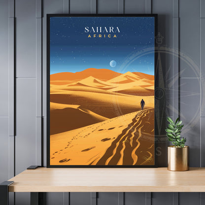 Affiche Sahara | Affiche de voyage Sahara | Affiche Afrique | Une nuit au Sahara