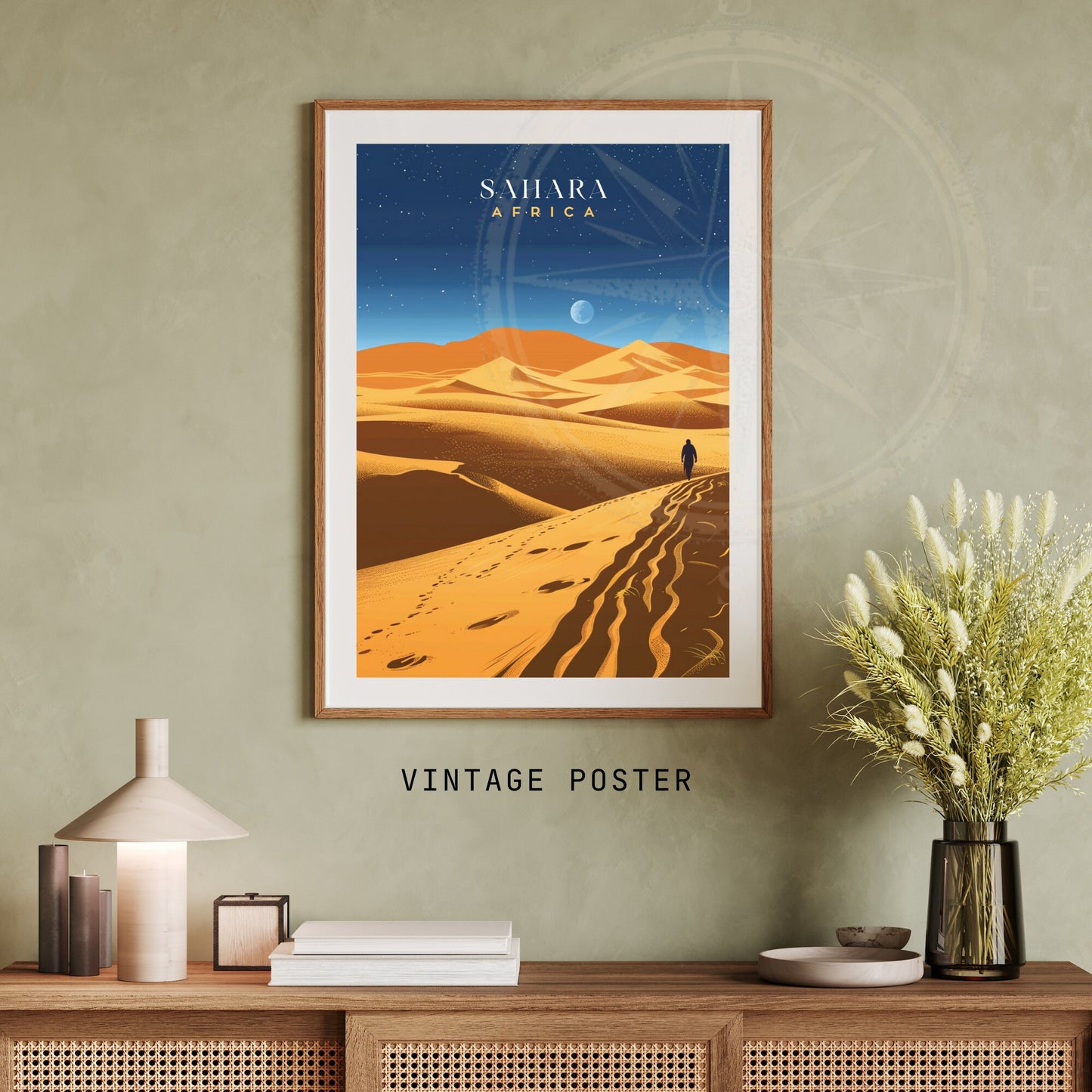 Affiche Sahara | Affiche de voyage Sahara | Affiche Afrique | Une nuit au Sahara