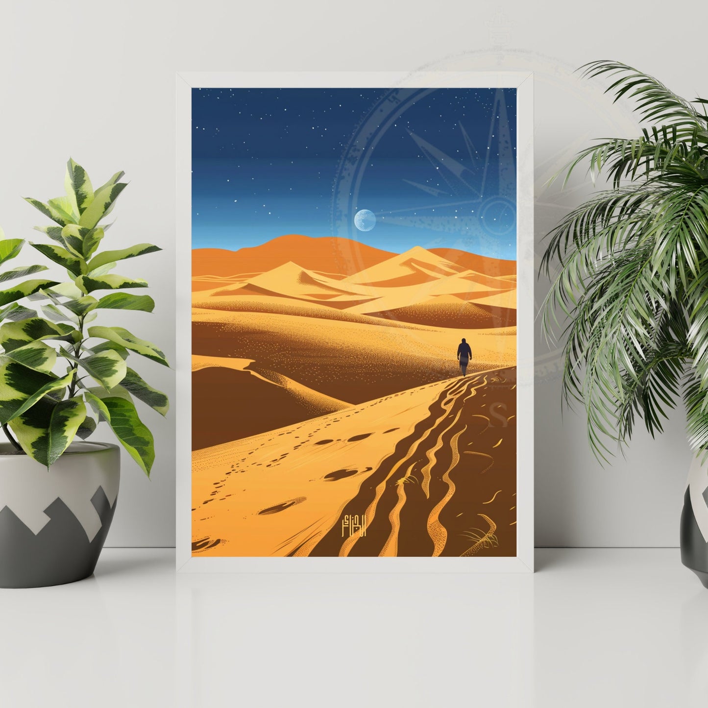 Affiche Sahara, Algérie | Affiche de voyage Sahara | Affiche Afrique | Une nuit au Sahara Algérien