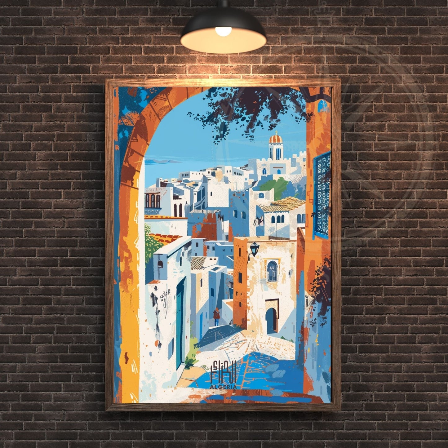 Affiche Alger | Affiche de voyage Alger| Affiche Algérie en arabe | Casbah d'Alger