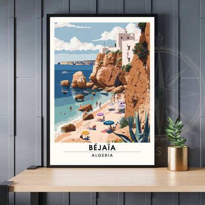 Affiche Bejaïa, Algérie | Affiche de voyage Algérie| Affiche Plage