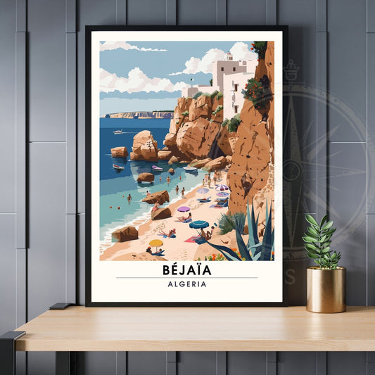 Affiche Bejaïa, Algérie | Affiche de voyage Algérie| Affiche Plage