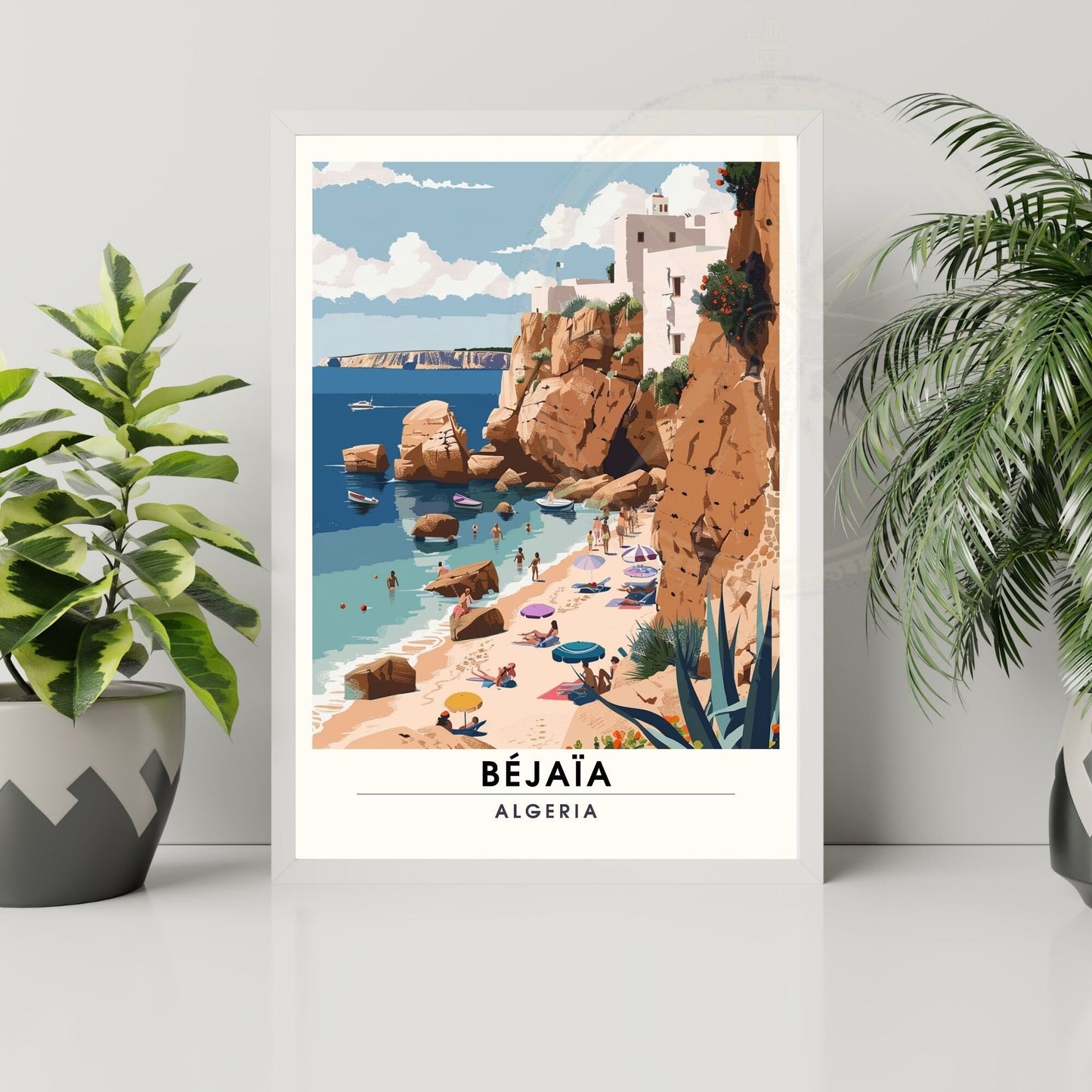 Affiche Bejaïa, Algérie | Affiche de voyage Algérie| Affiche Plage