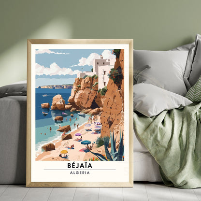 Affiche Bejaïa, Algérie | Affiche de voyage Algérie| Affiche Plage