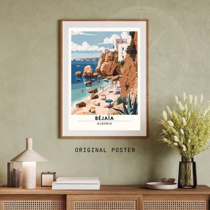 Affiche Bejaïa, Algérie | Affiche de voyage Algérie| Affiche Plage