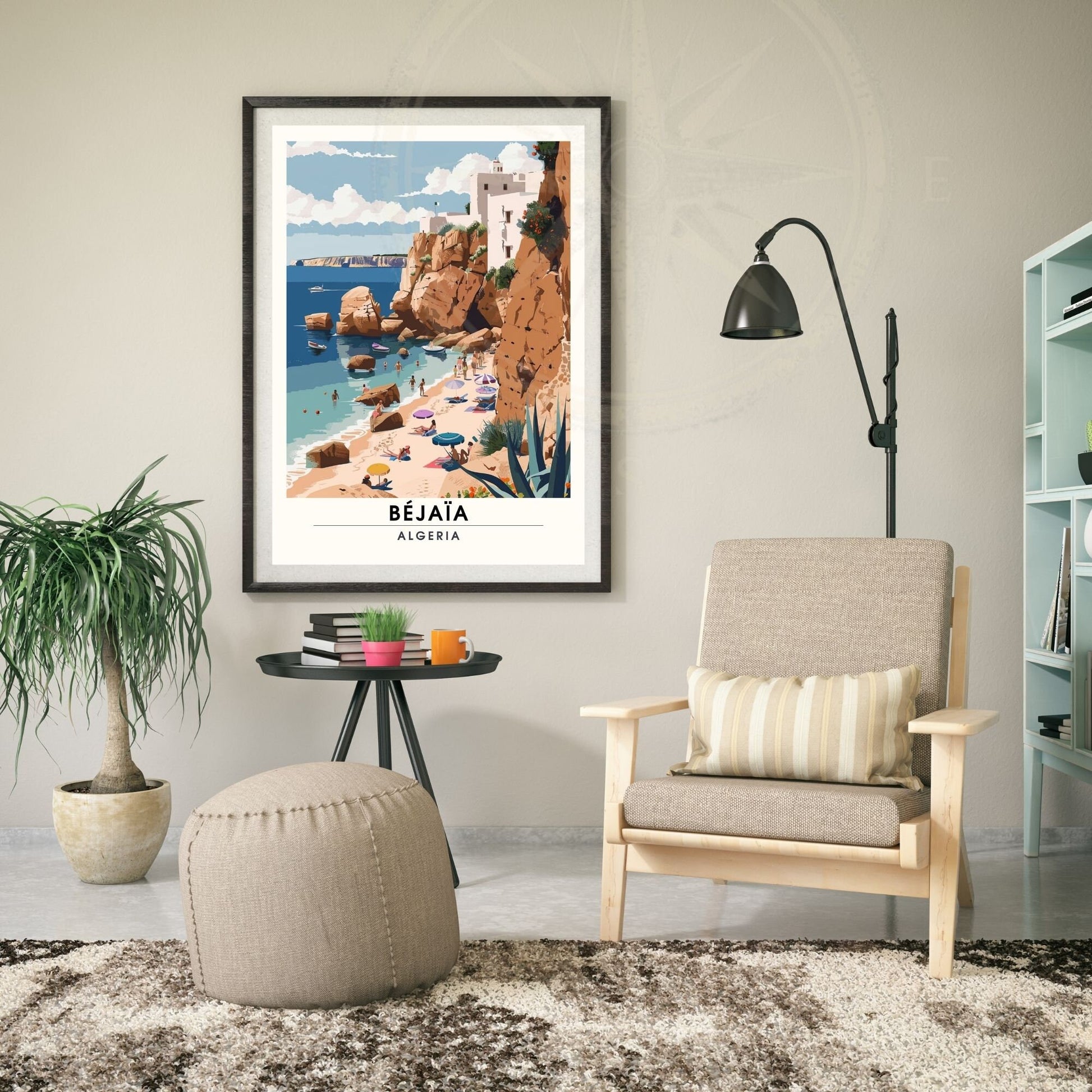 Affiche Bejaïa, Algérie | Affiche de voyage Algérie| Affiche Plage