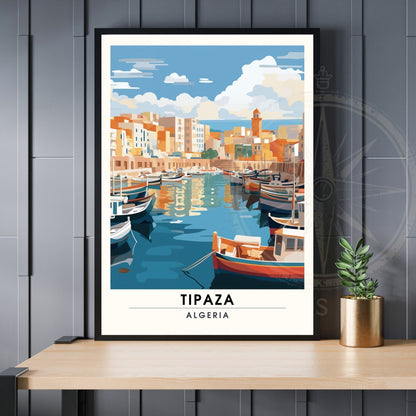 Affiche Tipaza, Algérie | Affiche de voyage Algérie| Affiche port de Tipaza