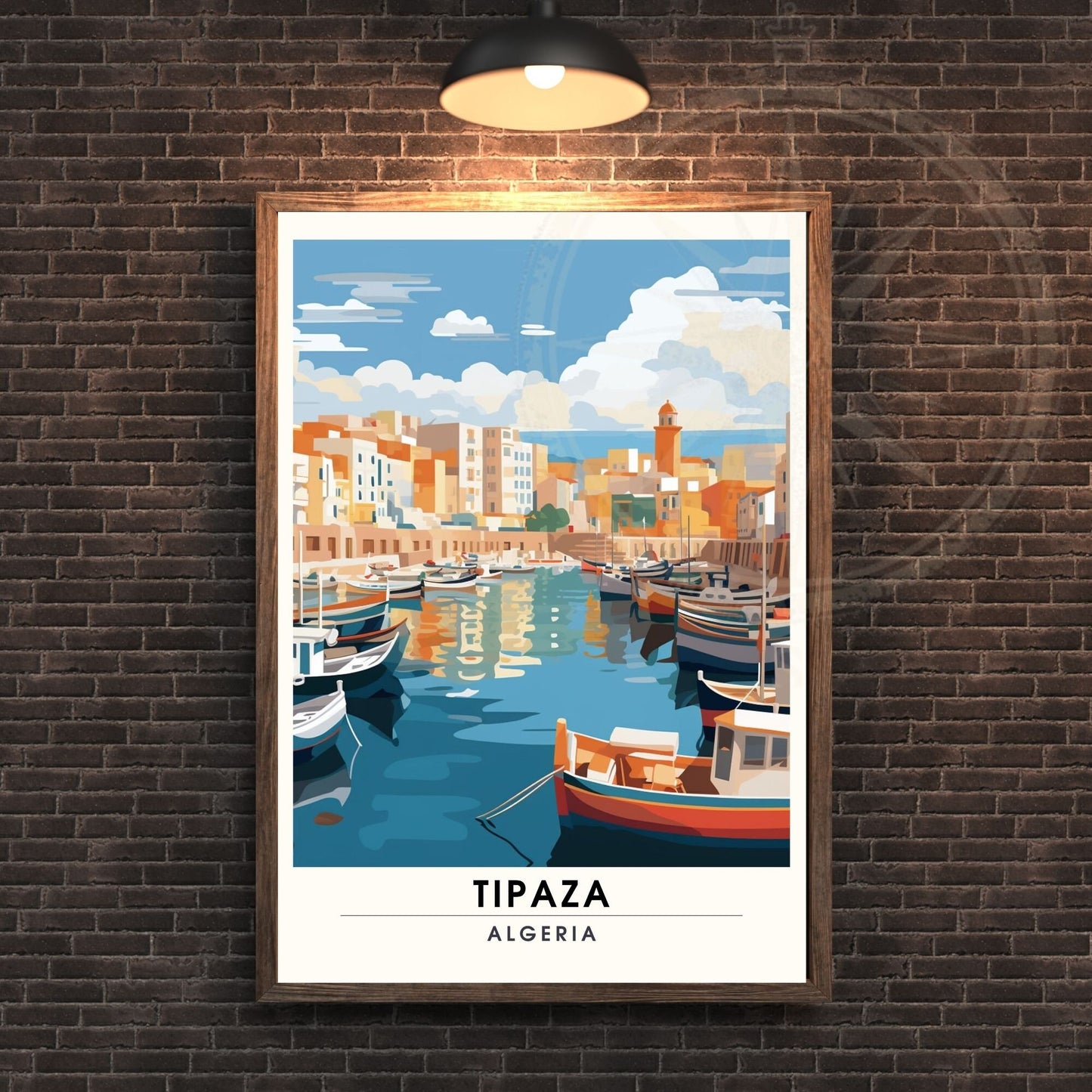 Affiche Tipaza, Algérie | Affiche de voyage Algérie| Affiche port de Tipaza