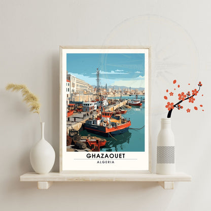 Affiche Ghazaouet, Algérie | Affiche de voyage Algérie| Affiche port de Ghazaouet