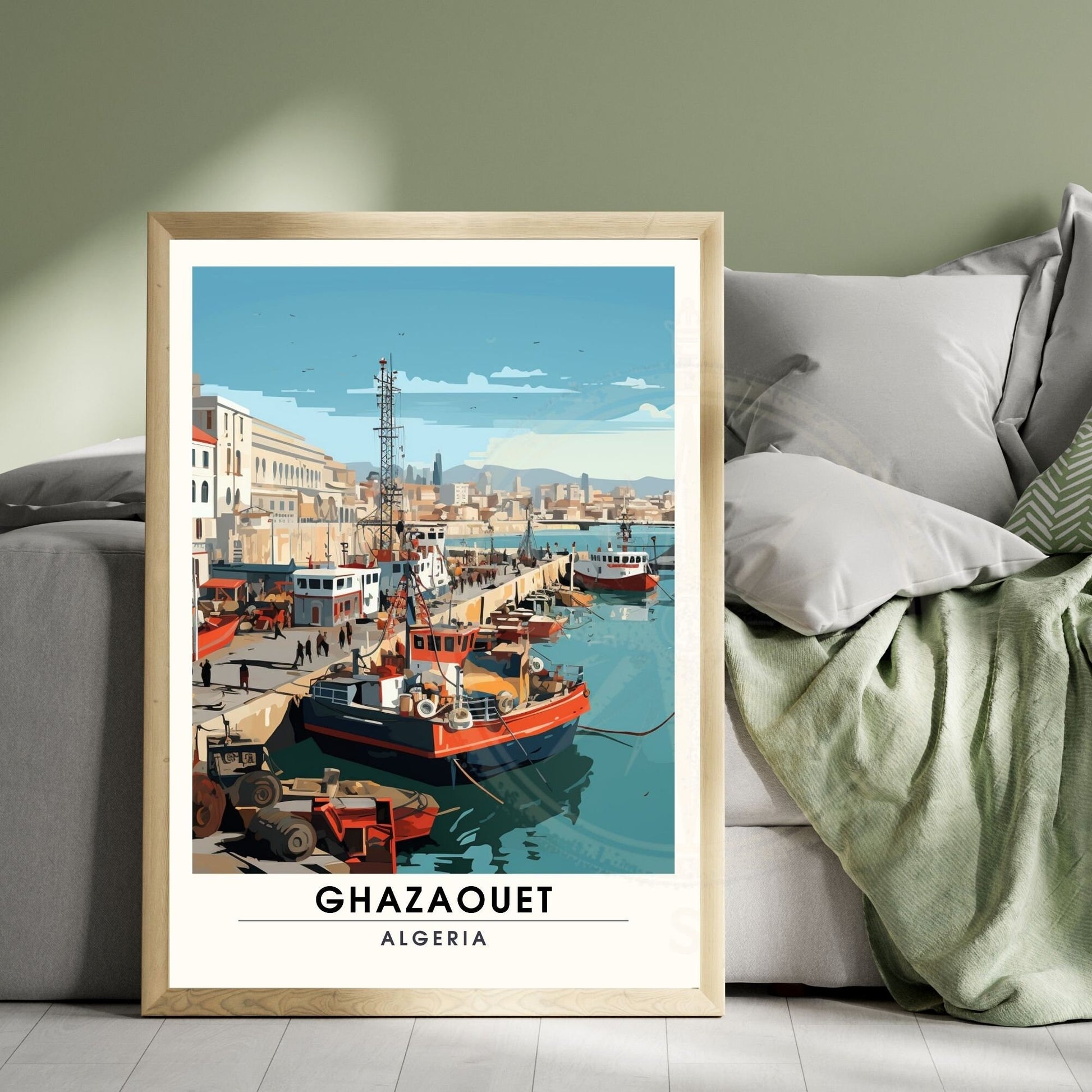 Affiche Ghazaouet, Algérie | Affiche de voyage Algérie| Affiche port de Ghazaouet