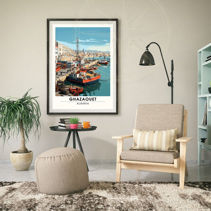 Affiche Ghazaouet, Algérie | Affiche de voyage Algérie| Affiche port de Ghazaouet