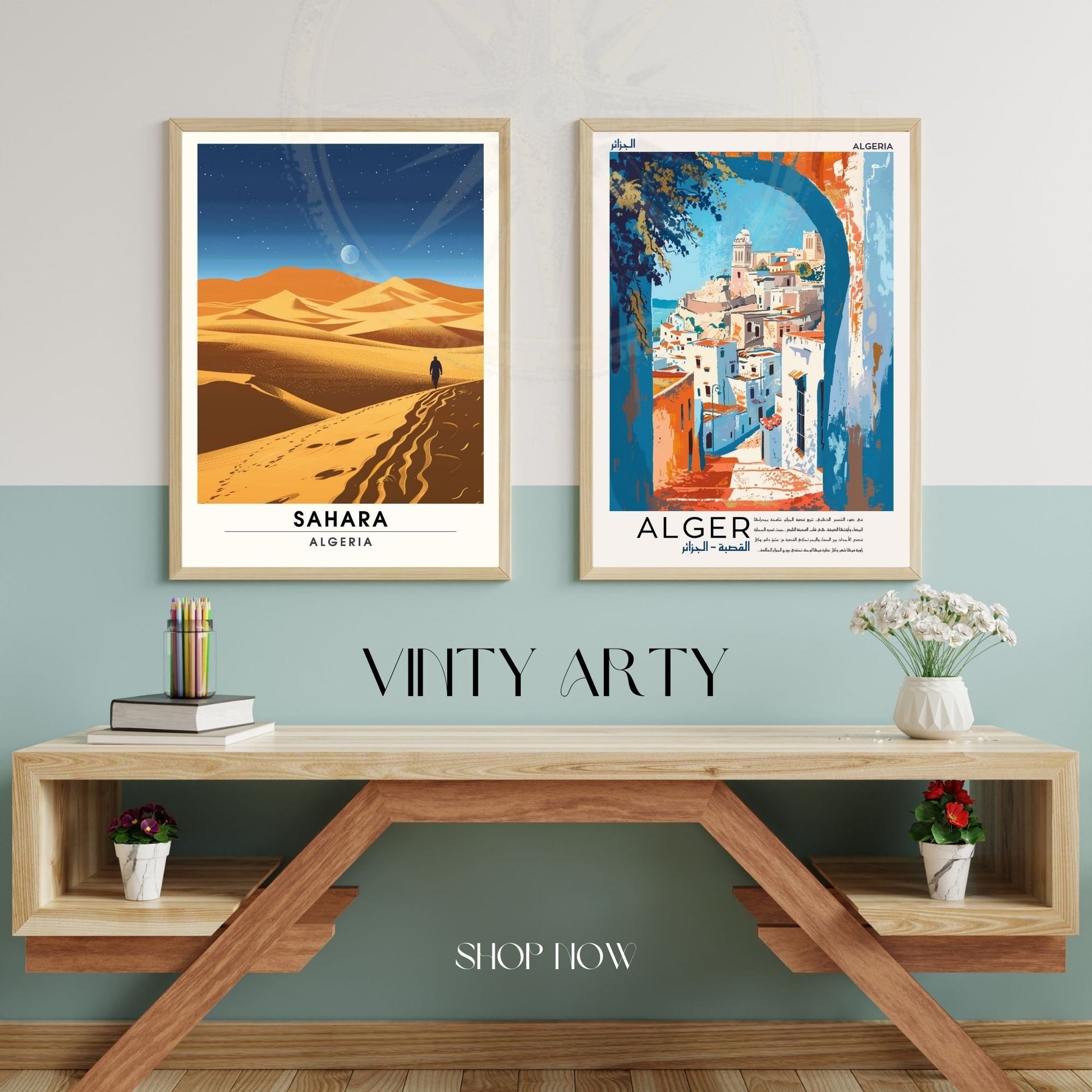 Affiche Sahara, Algérie | Affiche de voyage Algérie, Sahara