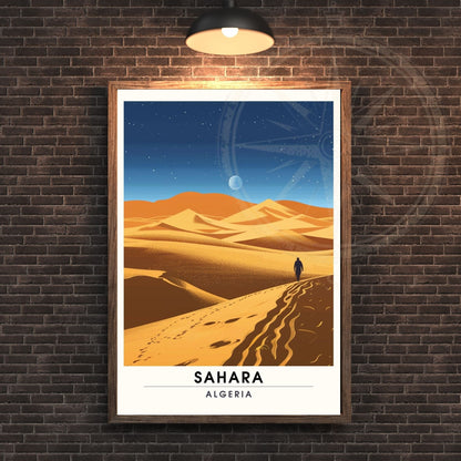 Affiche Sahara, Algérie | Affiche de voyage Algérie, Sahara