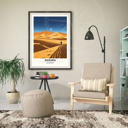 Affiche Sahara, Algérie | Affiche de voyage Algérie, Sahara