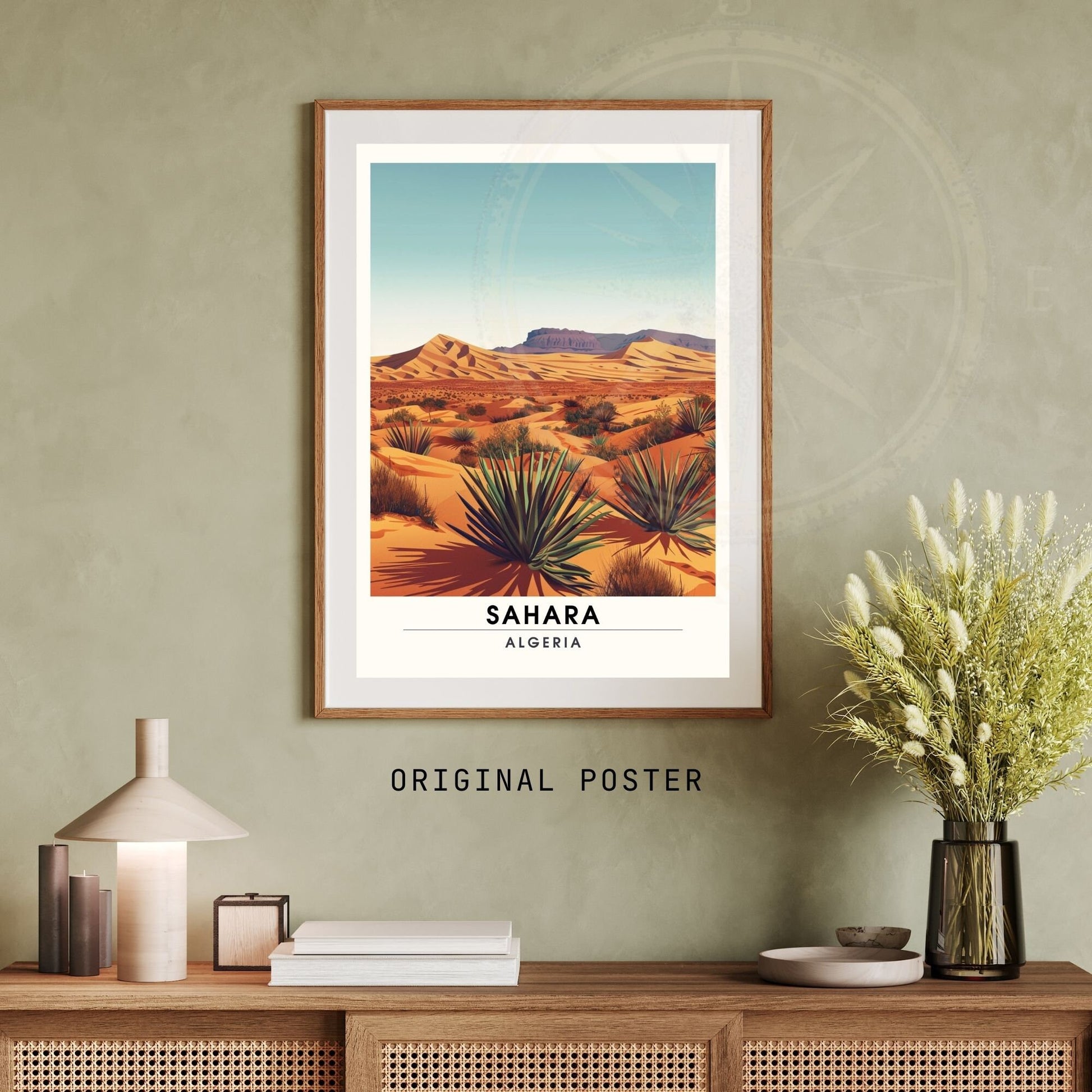 Affiche Sahara, Algérie | Affiche de voyage Algérie, souvenir Sahara