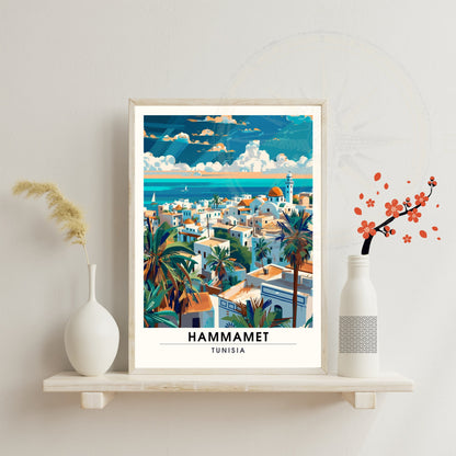 Affiche Hammamet, Tunisie | Impression Hammamet | Vue sur mer