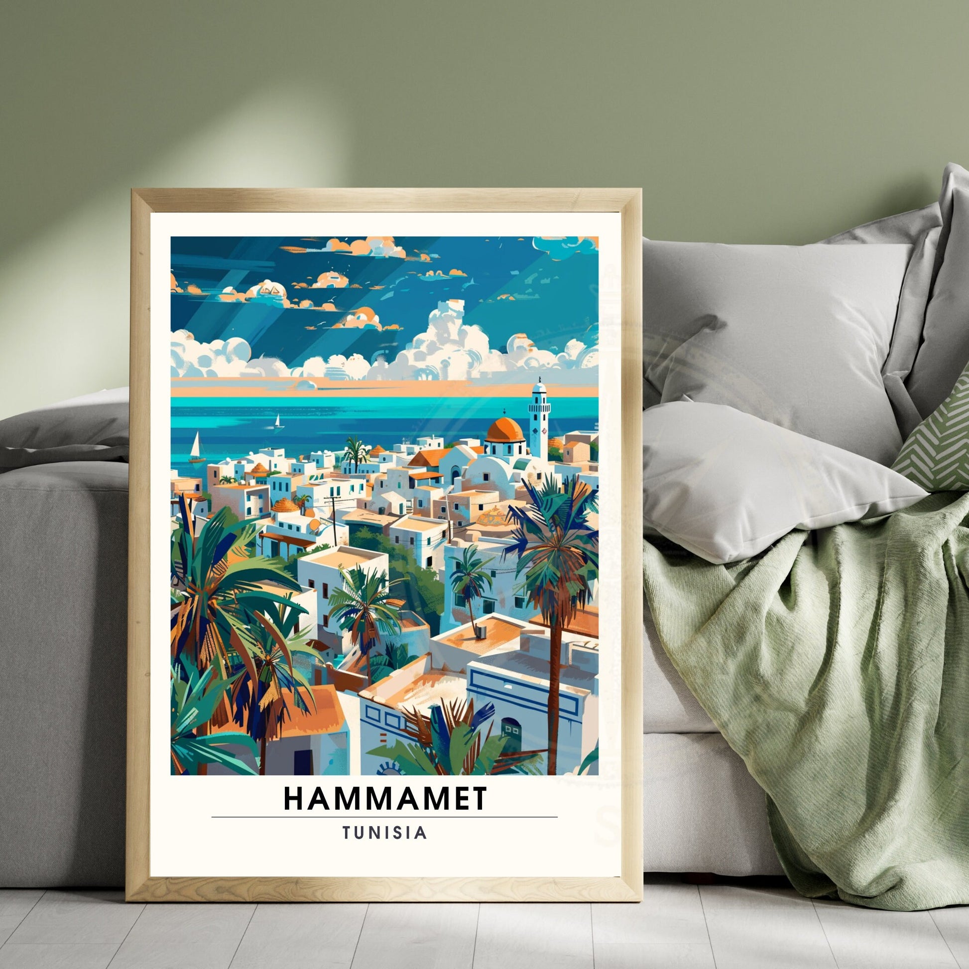 Affiche Hammamet, Tunisie | Impression Hammamet | Vue sur mer