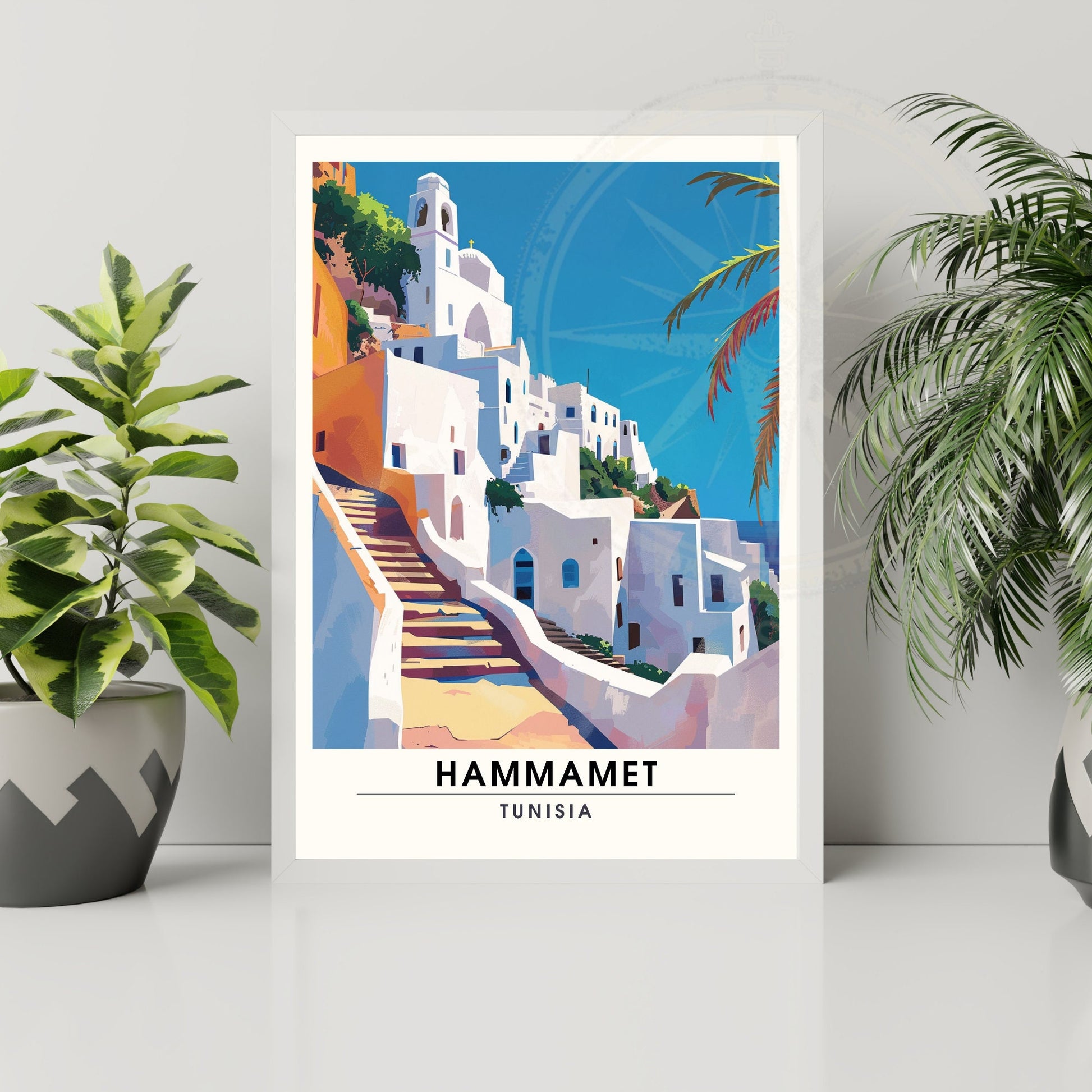 Affiche Hammamet, Tunisie | Impression Hammamet | Vue sur mer