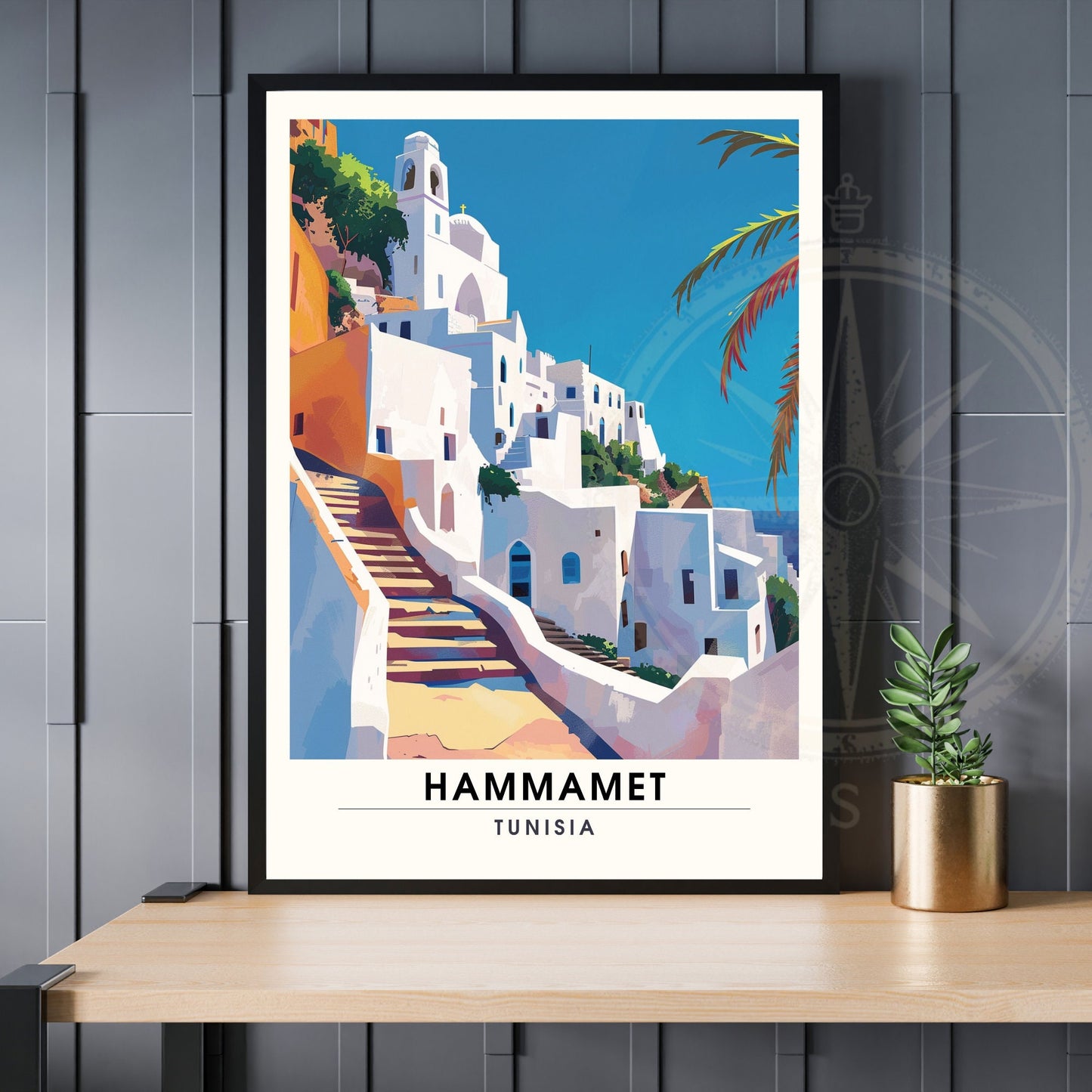 Affiche Hammamet, Tunisie | Impression Hammamet | Vue sur mer