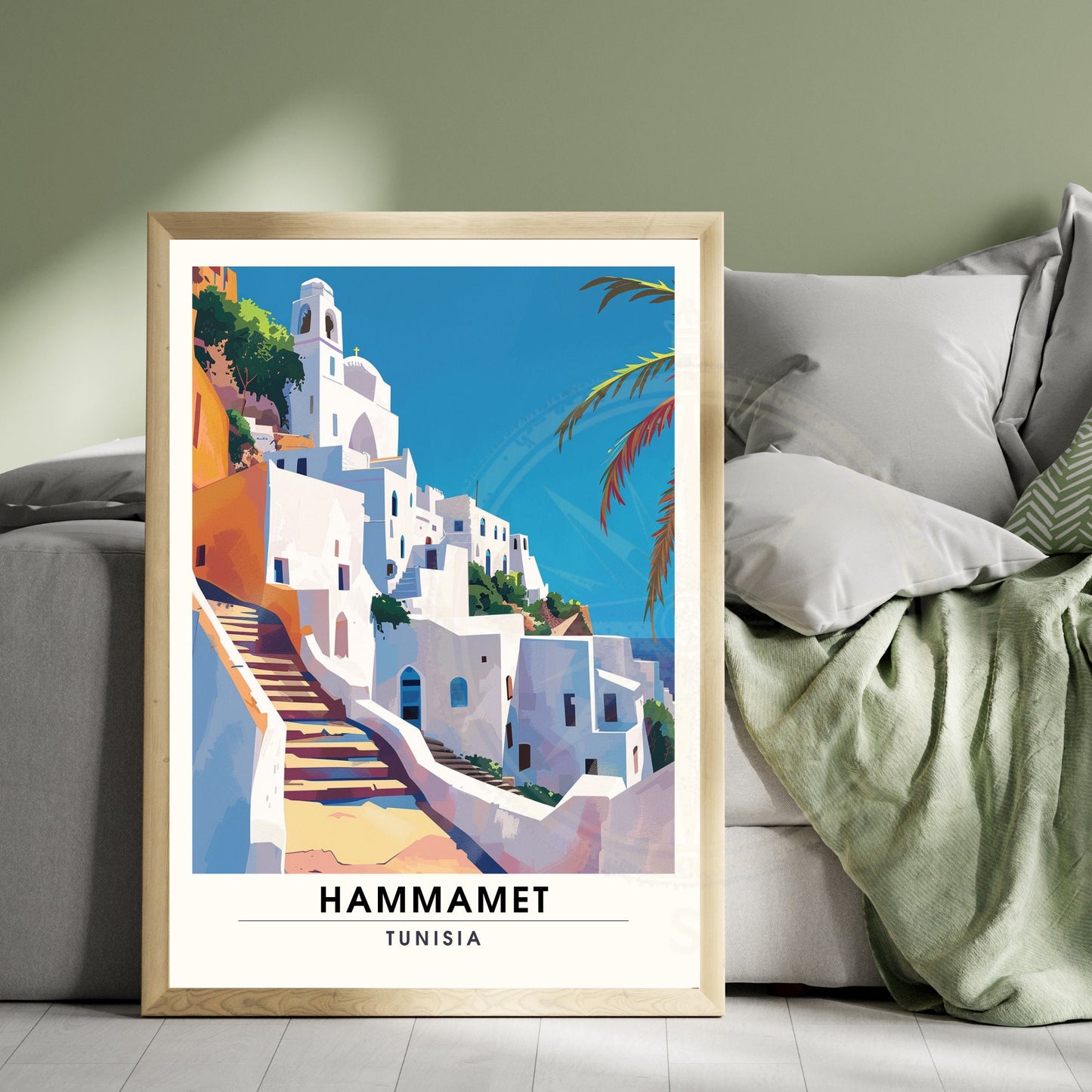 Affiche Hammamet, Tunisie | Impression Hammamet | Vue sur mer