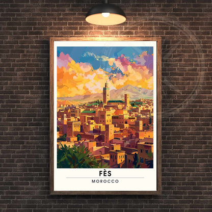 Affiche Fès, Marco | Impression Fès | Affiche de voyage Fès