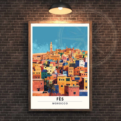 Affiche Fès, Marco | Impression Fès | Affiche de voyage Fès