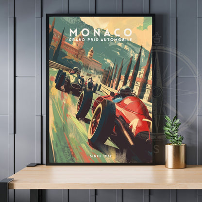 Impression Monaco Grand prix | Impression voiture vintage | Affiche Monaco | Affiche Grand prix Monaco