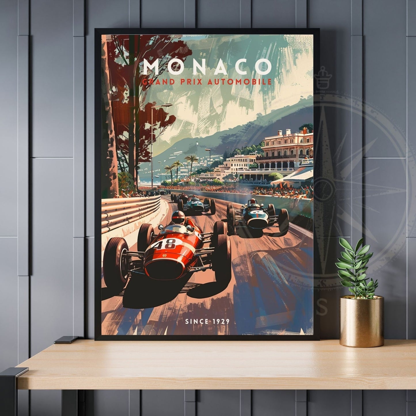 Impression Monaco Grand prix | Impression voiture vintage | Affiche Monaco | Affiche Grand prix Monaco