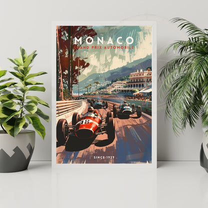 Impression Monaco Grand prix | Impression voiture vintage | Affiche Monaco | Affiche Grand prix Monaco