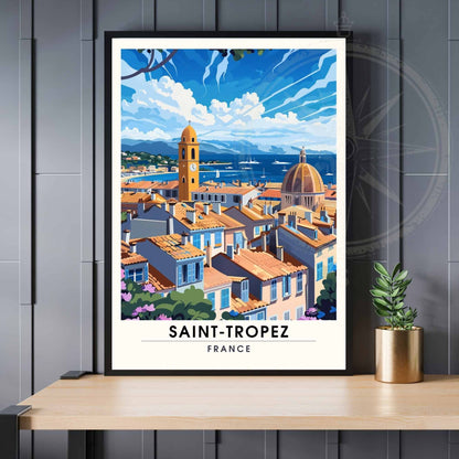 Affiche Saint-Tropez - impression de voyage Saint-Tropez, France - Vue de ciel